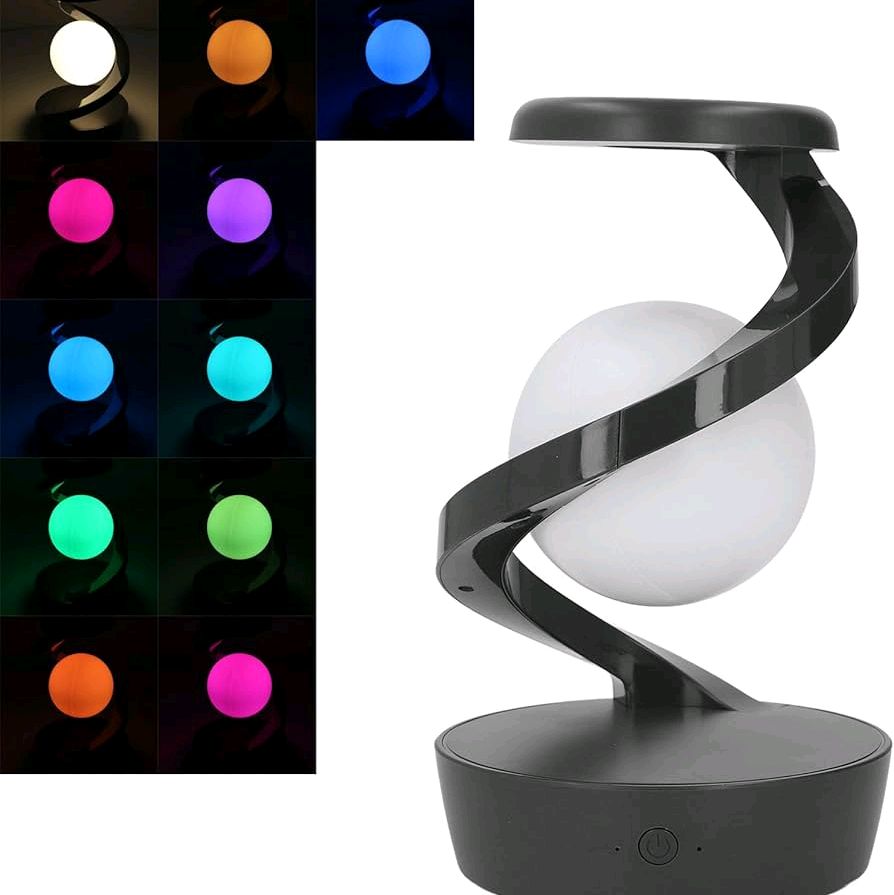 Rechargeable Rotating Modern Desk Lamp with Changeable Colours USB Port & Cable and Wireless Mobile Charger Base 3D Levitation Visual Effect