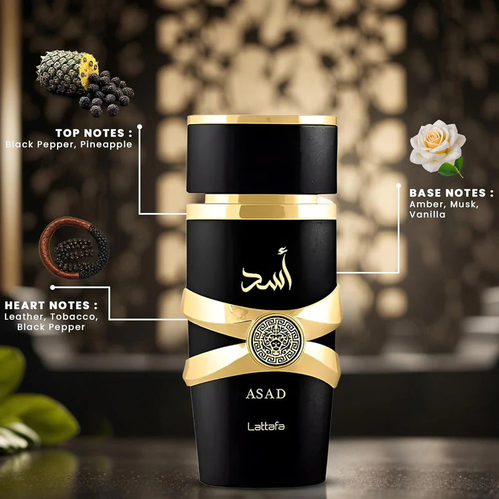 Asad Lattafa Black - 100ML - Long Lasting Fragrance -