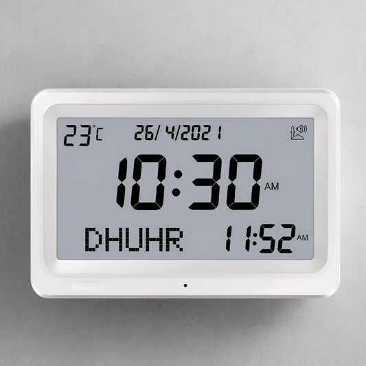* Ideal for Azan Reminders: This alarm clock is specifically designed to provide Azan reminders. It's the best choice for those who need a reliable Azan alarm. The clock ensures you stay aligned with your religious schedule.

  * Product Title: Islamic Azan Alarm Clock - Best for Azan reminders. This concise title highlights the primary function of the product, making it easy for users to understand its purpose.