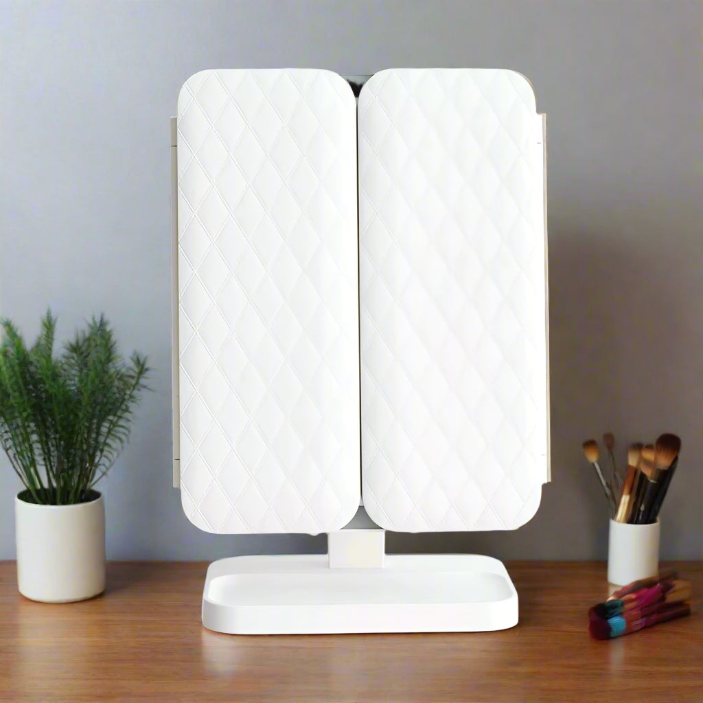 White rectangular lamp with a stand on a light gray background