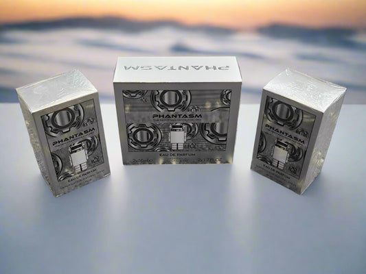 Three 'PHANTOM' boxes on a textured gray surface